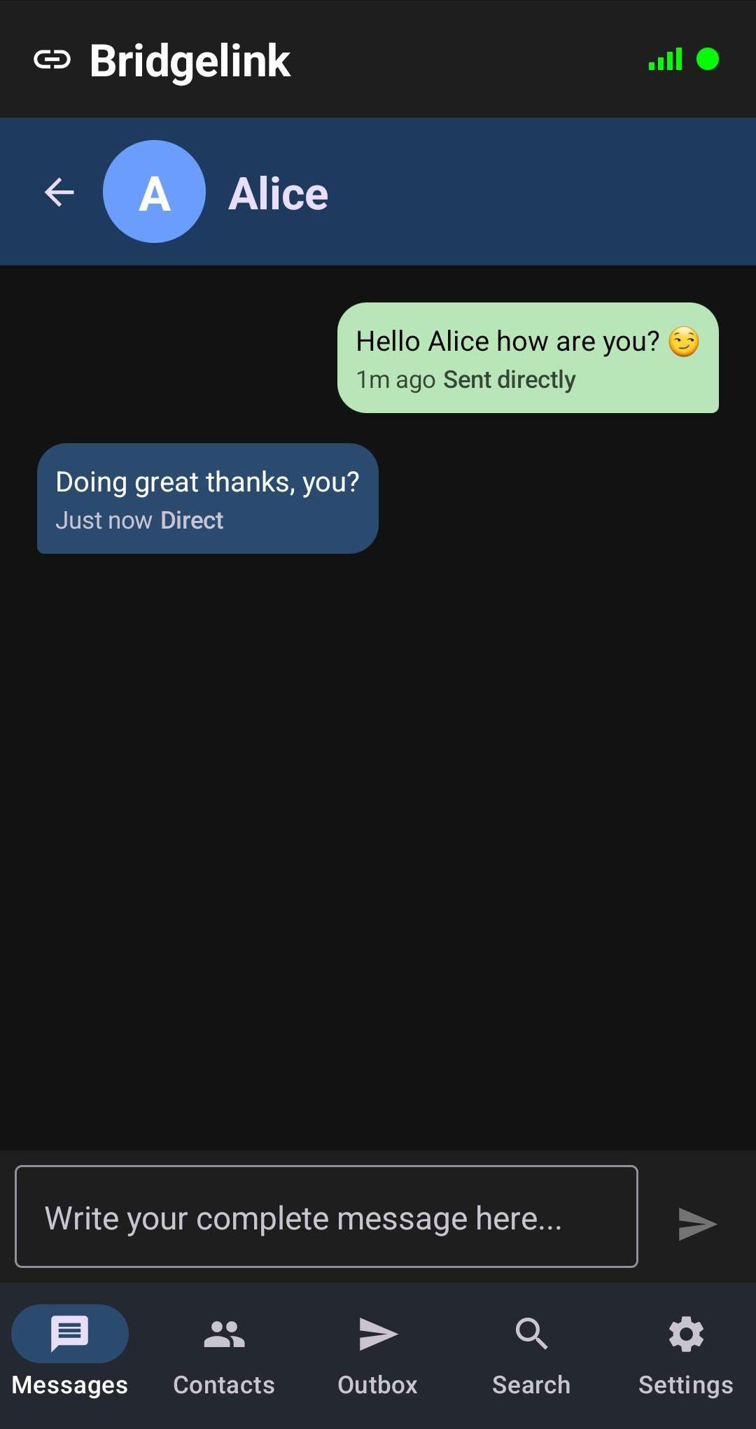 Chat screen - dark mode